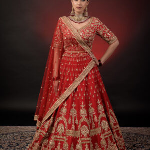 RED EMBROIDERED LEHENGA