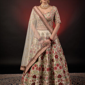IVORY RAW SILK LEHNGA