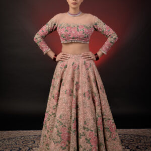 BLUSH PINK FLORAL EMBROIDRED LEHNGA