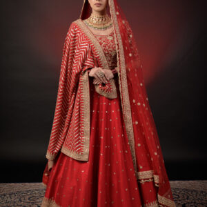 RED EMBROIDERED LEHNGA