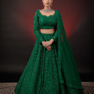 GREEN EMBROIDERED LEHNGA