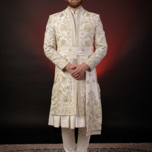 WHITE EMBROIDERED SHERWANI