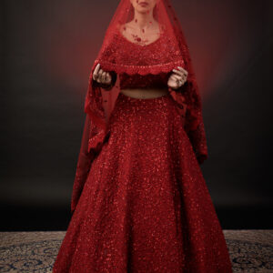 RED EMBROIDERED LEHENGA