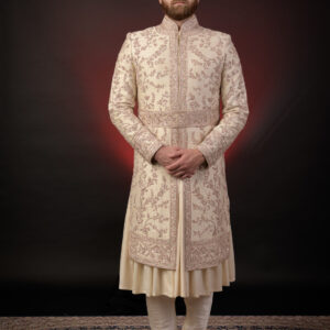 LIGHT GOLD EMBROIDERED SHERWANI