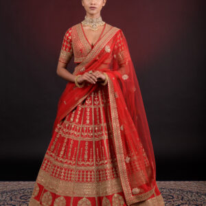 RED EMBROIDERED LEHNGA
