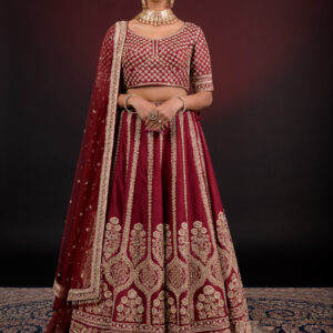 MAROON EMBROIDERED LEHNGA
