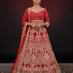 RED EMBROIDERED LEHENGA (Royal)