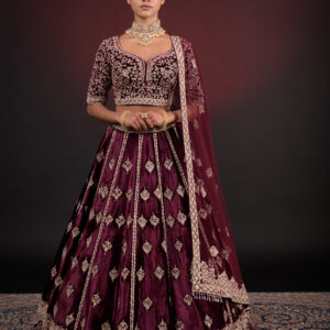 VELVET EMBROIDERED LEHENGA