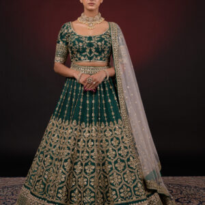 GREEN EMBROIDERED LEHNGA