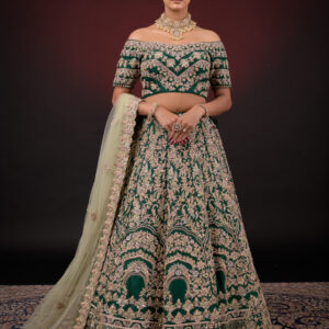 GREEN EMBROIDERED LEHNGA