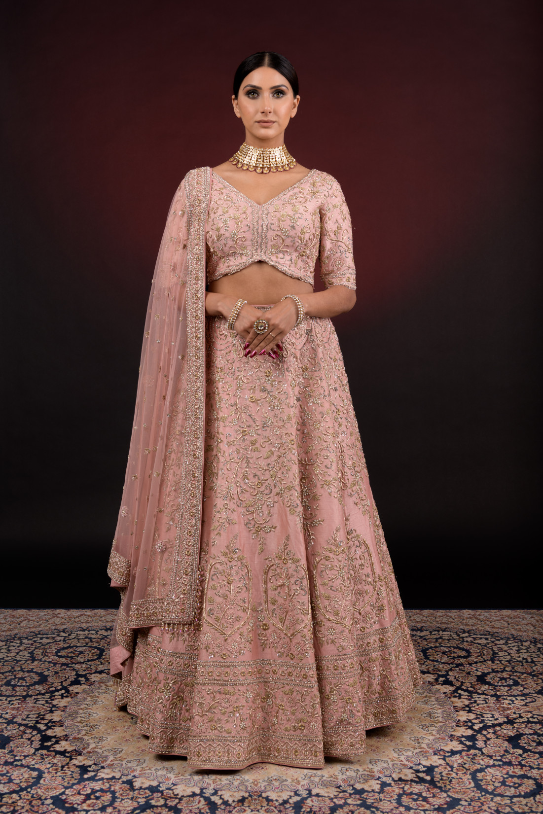 BLUSH PINK EMBROIDERED LEHNGA
