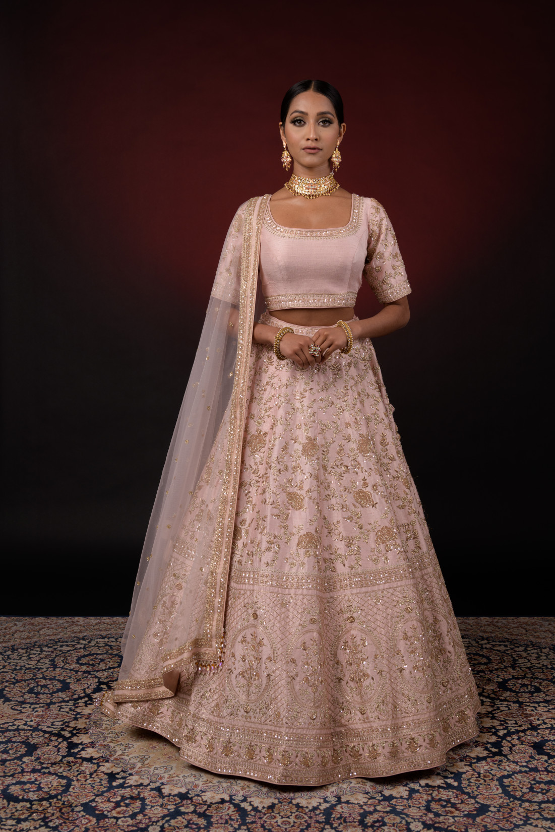 BLUSH PINK EMBROIDERED LEHENGA