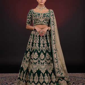 GREEN EMBROIDERED LEHNGA