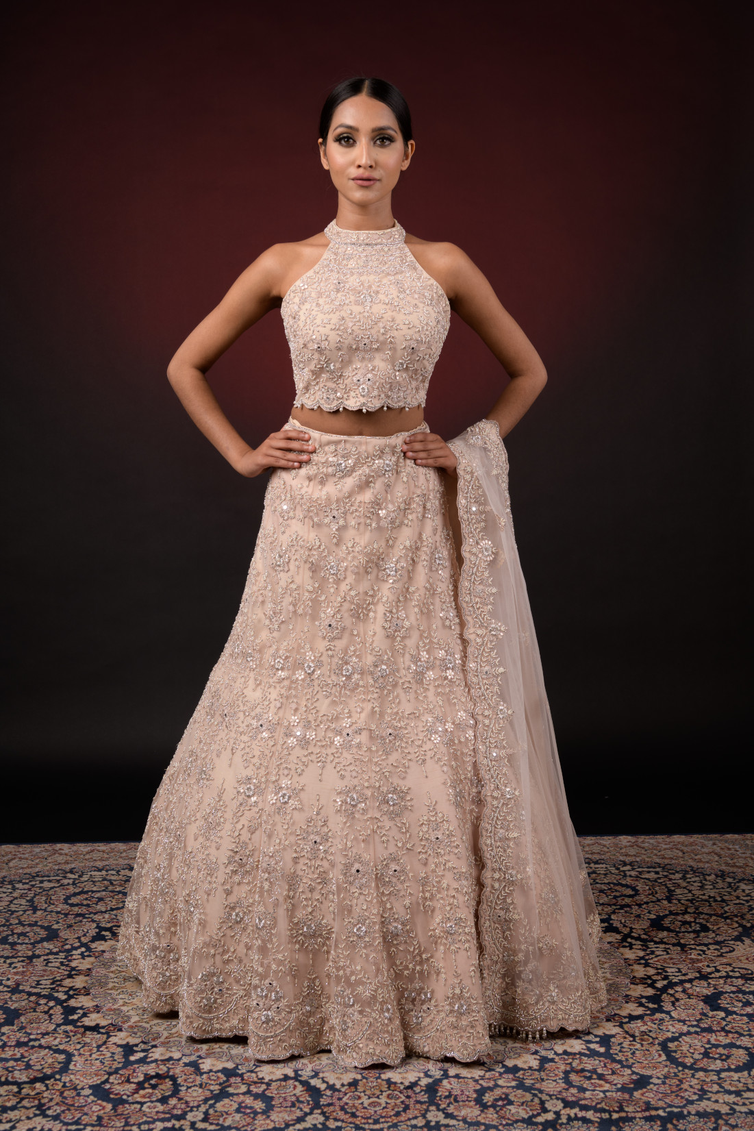 LIGHT PEACH EMBROIDERED LEHENGA