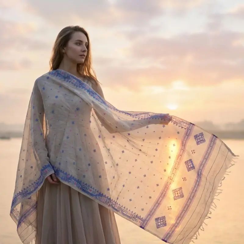 The Dhaka muslin wedding shawl by Muslin Dhaka
