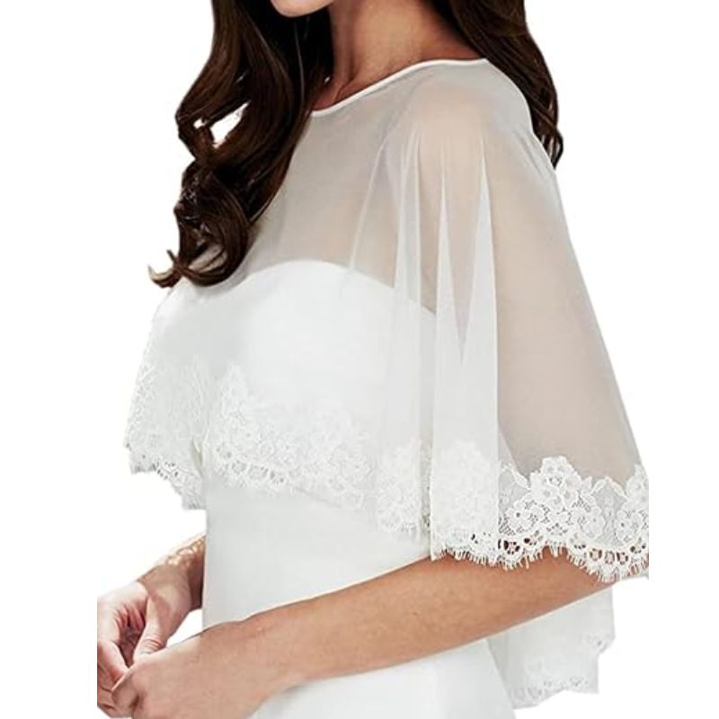 Grettytling embroidered tulle capelet