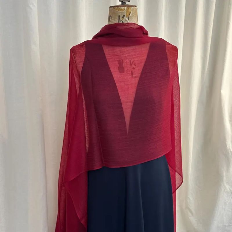 Maison Nuance burgundy sheer cashmere shawl