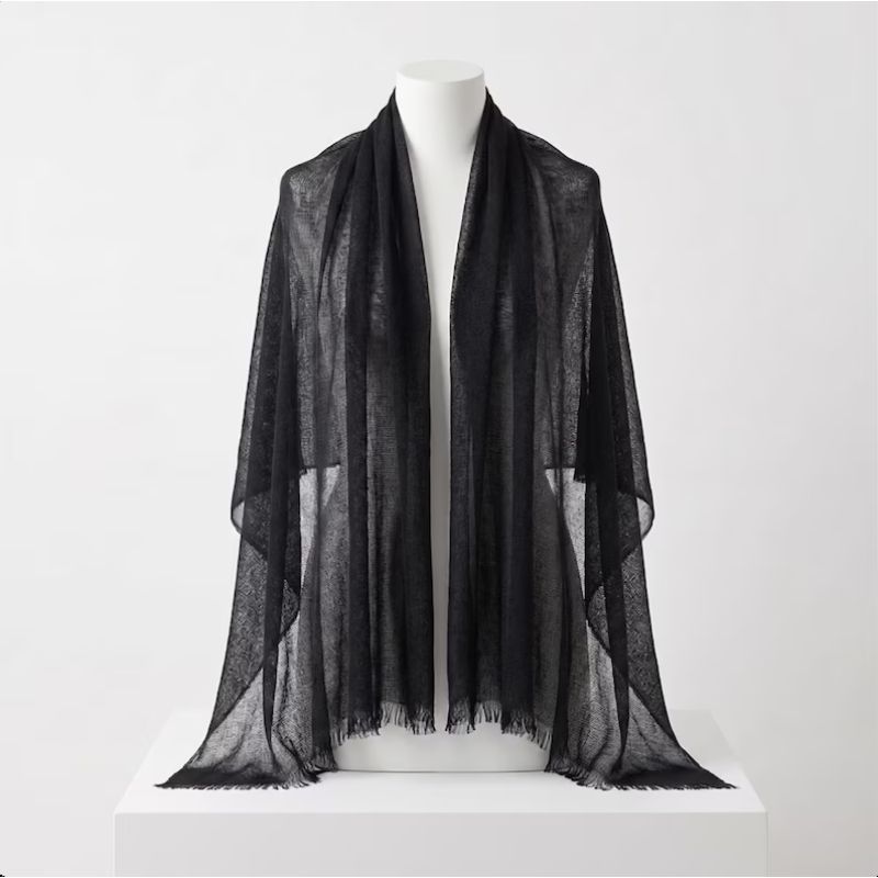 Lumusae ebony black Himalayan cashmere shawl
