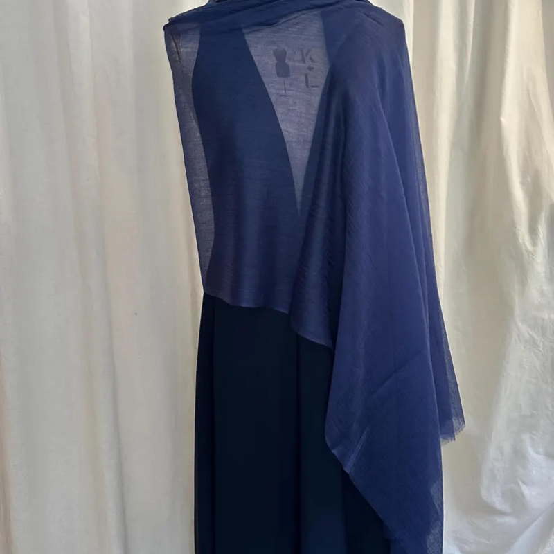 Maison Nuance sheer navy cashmere shawl